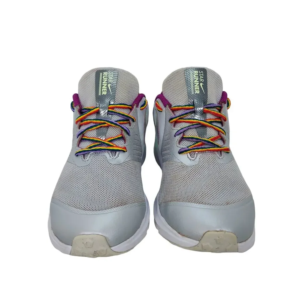 NIKE Shoes Star Runner Rainbow Laces Holographic CW3294-001 Size 5 Y or 7 Women